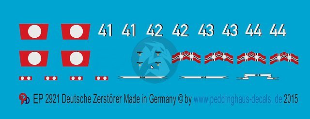 Peddinghaus 1/1250 Type 1936A Narvik Class Destroyer Markings (4 version) 2921