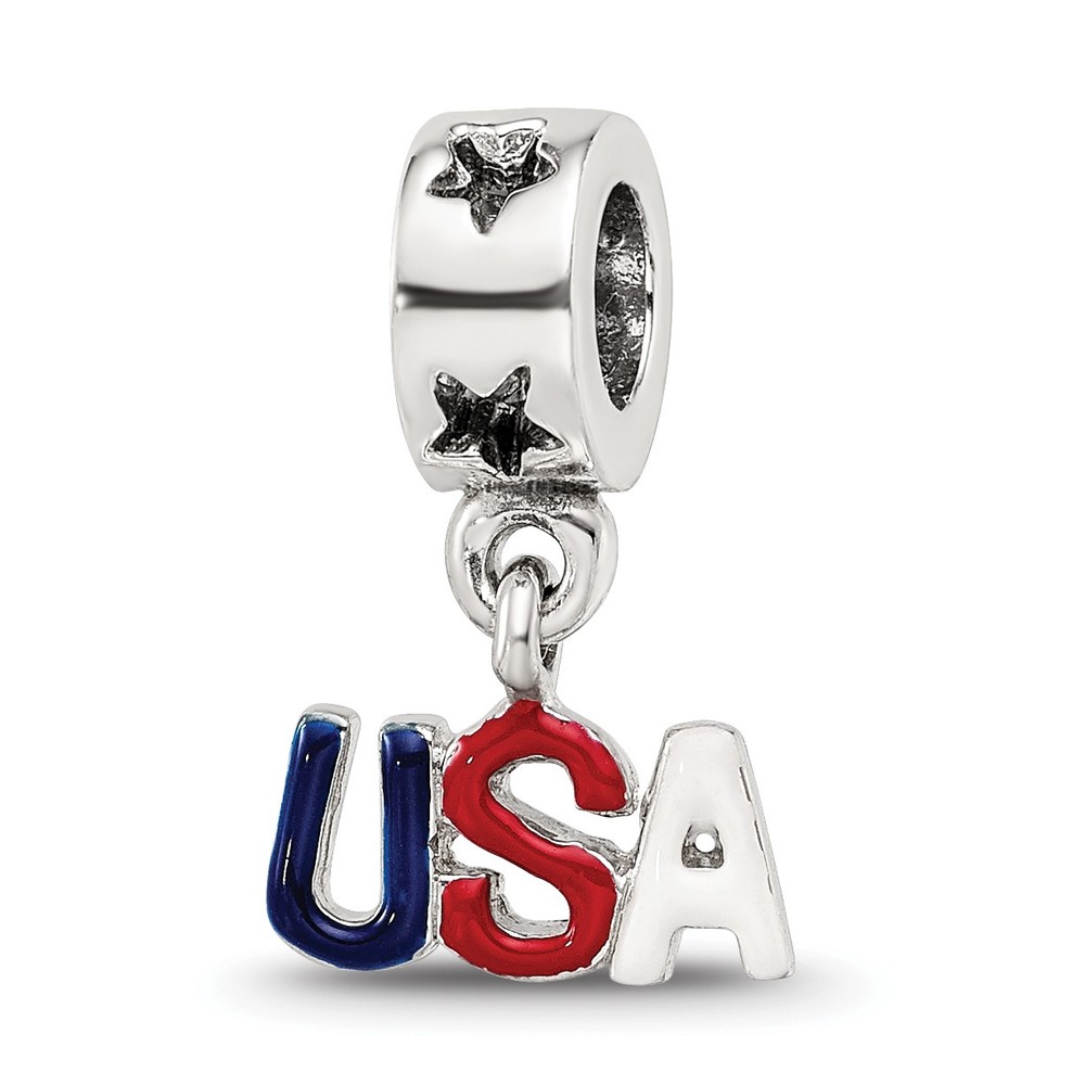 Silver Reflections Enameled USA Dangle Bead QRS1964