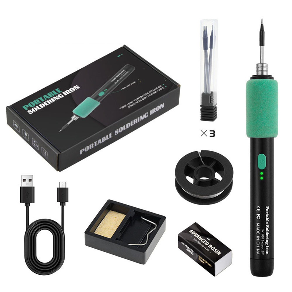 Portable Cordless Soldering Iron Kit with Replaceable Tip for Circuit Board Repa