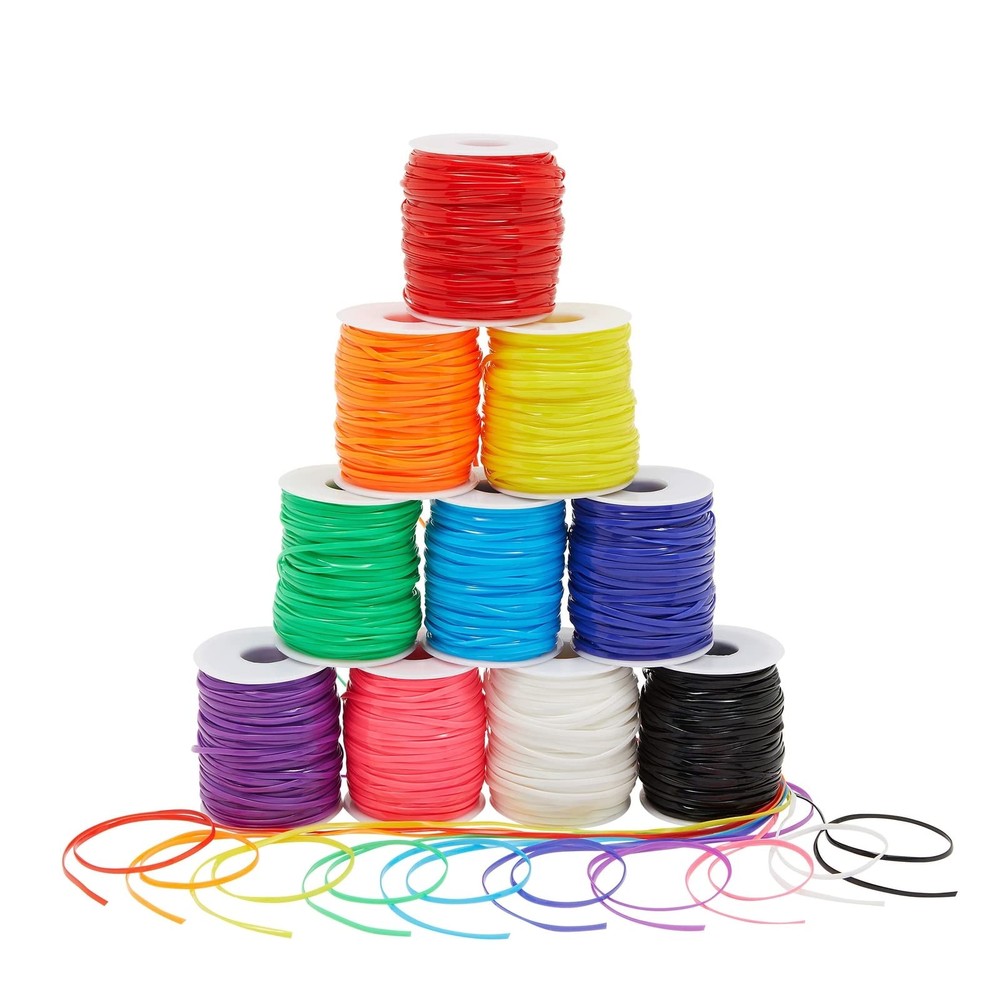 Juvale Lanyard String Kit - Neon Plastic Lacing Cord & Gimp Rainbow