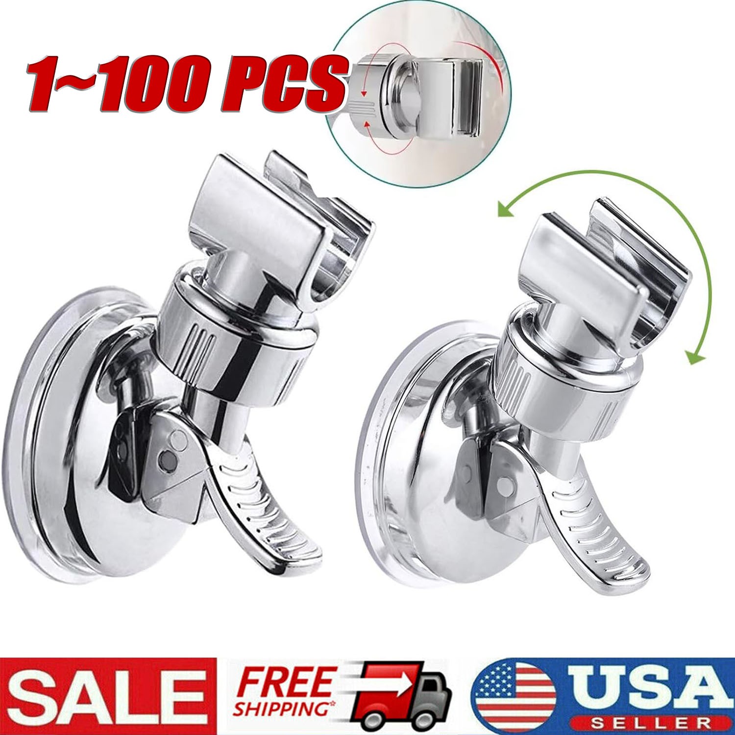 Adjustable Shower Head Holder Suction Cup Handheld Showerhead Wall Mount Bracket