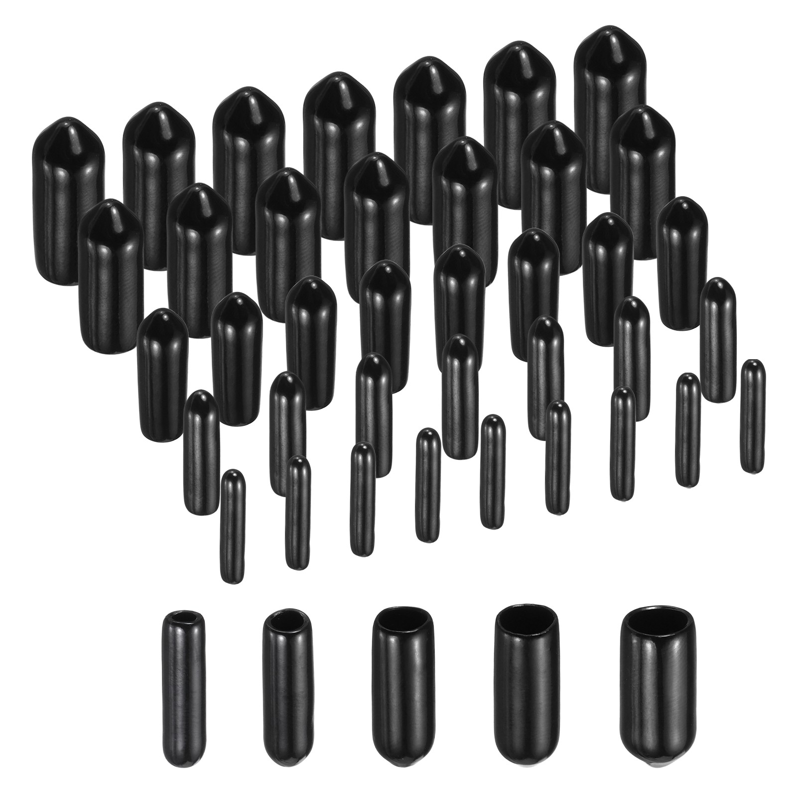 100pcs Rubber End Caps Protective Caps 2mm 3mm 4mm 5mm 6mm Black