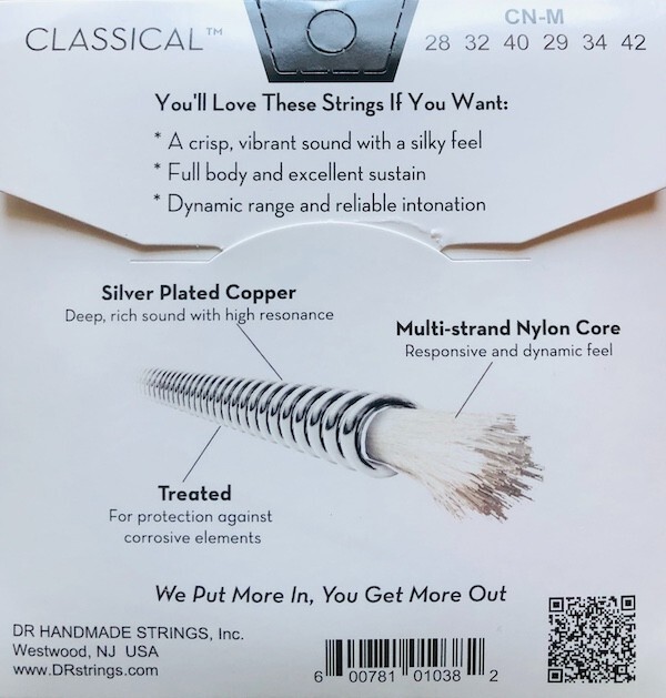DR CN-M Nylon and Silver Plated Classical Guitar Strings; medium tension