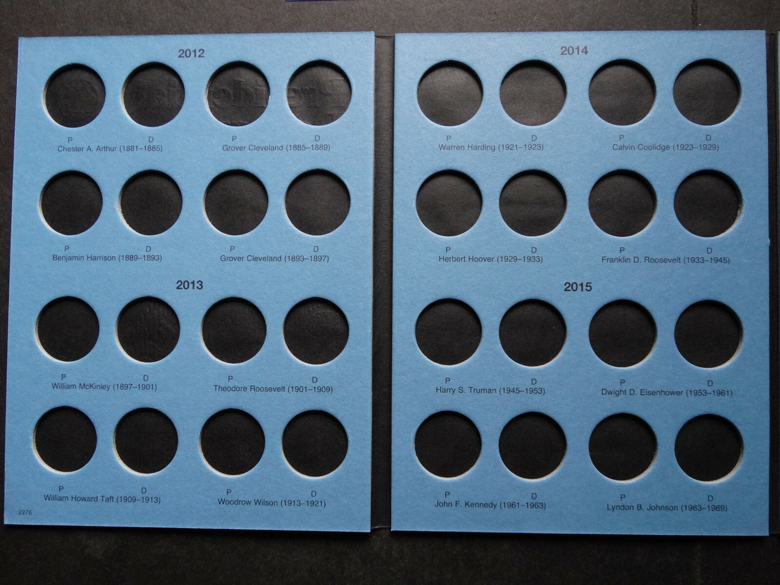 Set of 2 Whitman Presidential Dollar P&D Coin Folder 1 & 2 2007-2017 Album Book