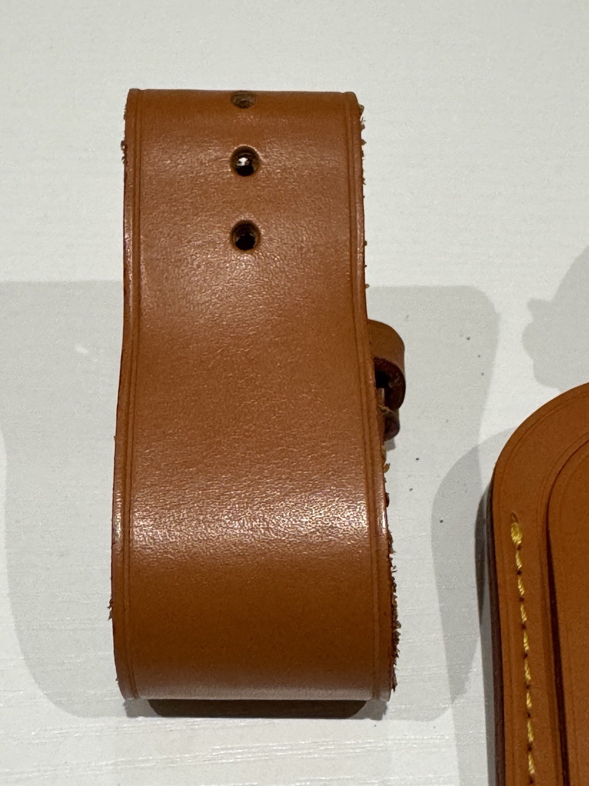 Louis Vuitton Brown Leather Luggage Tag with Belt/Strap Excellent Condition
