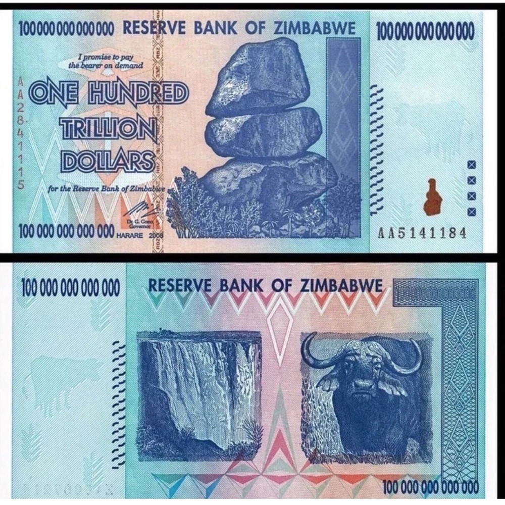 AUTHENTIC  ZIMBABWE 100 TRILLION DOLLARS 2008 AA