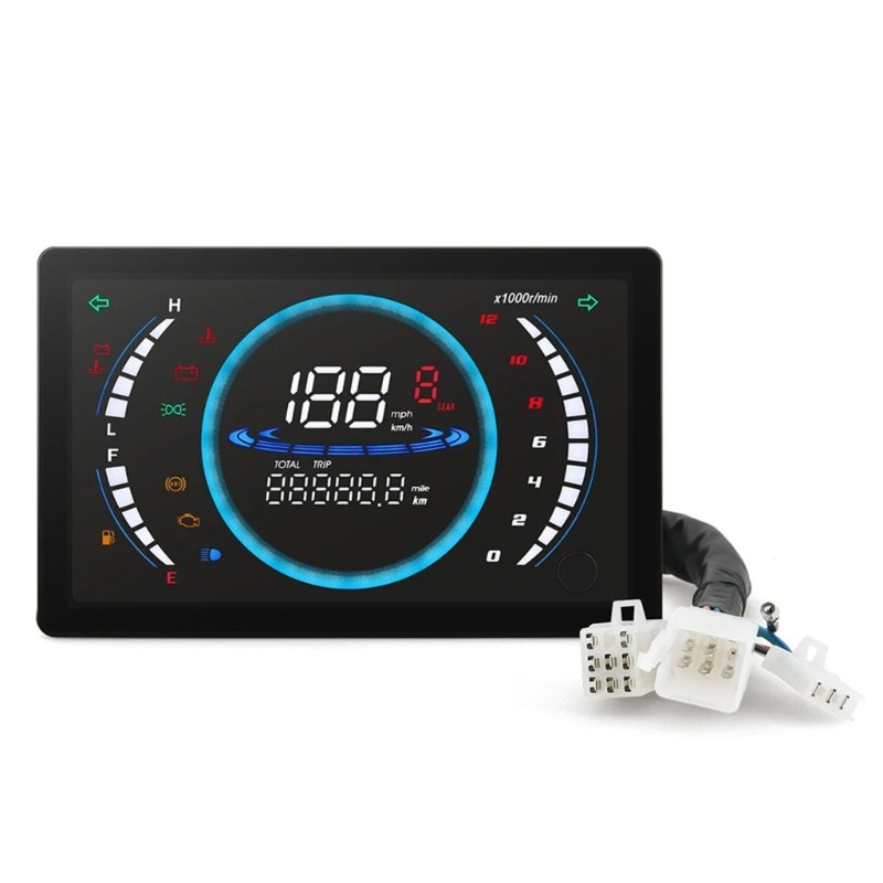 Weatherproof Motorcycle LED Dashboard Speedometer Tachometer Odometer Sensor