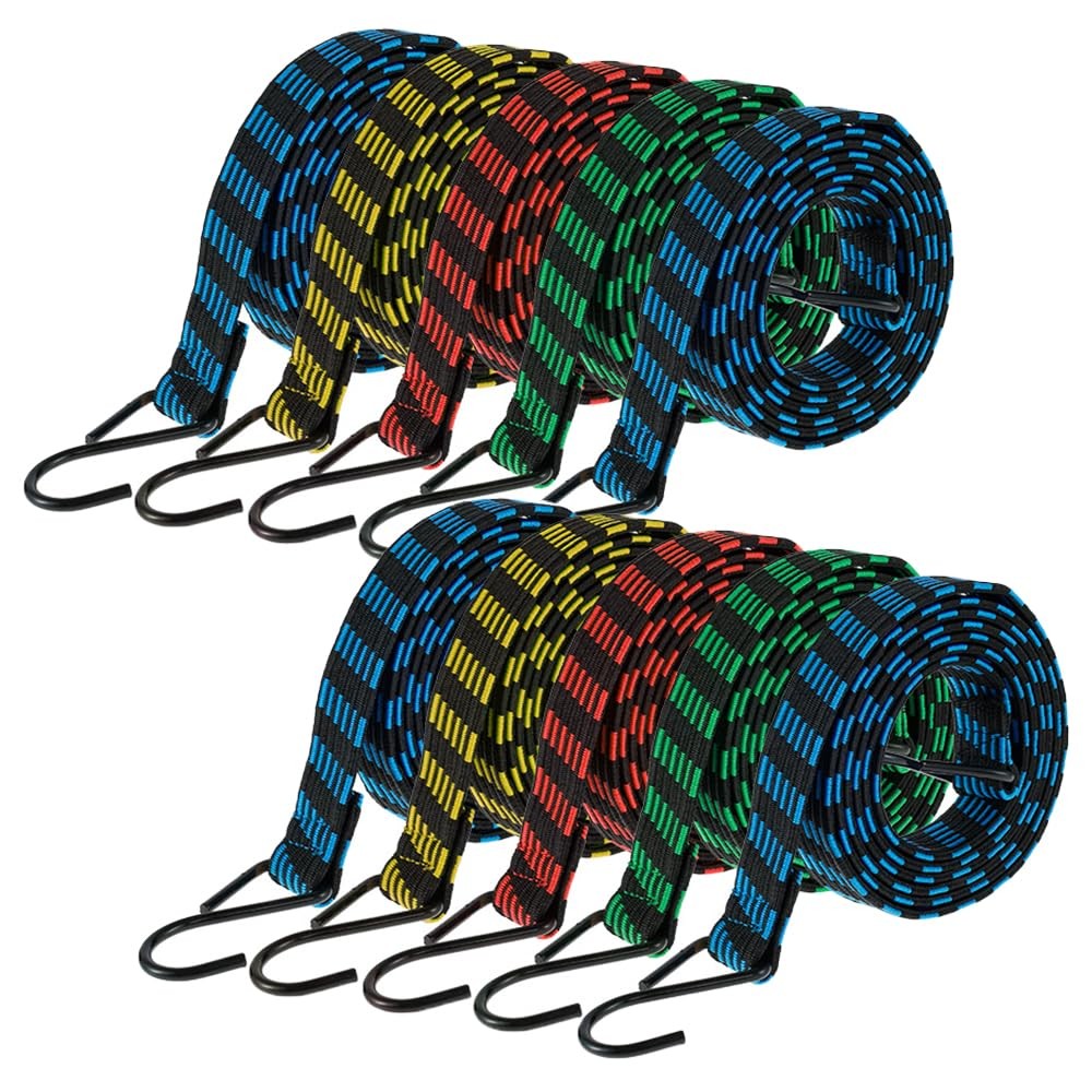 Bungee Cords with Hooks,10 Pack 77''-84'' inches Adjustable Long Flat Bungee ...