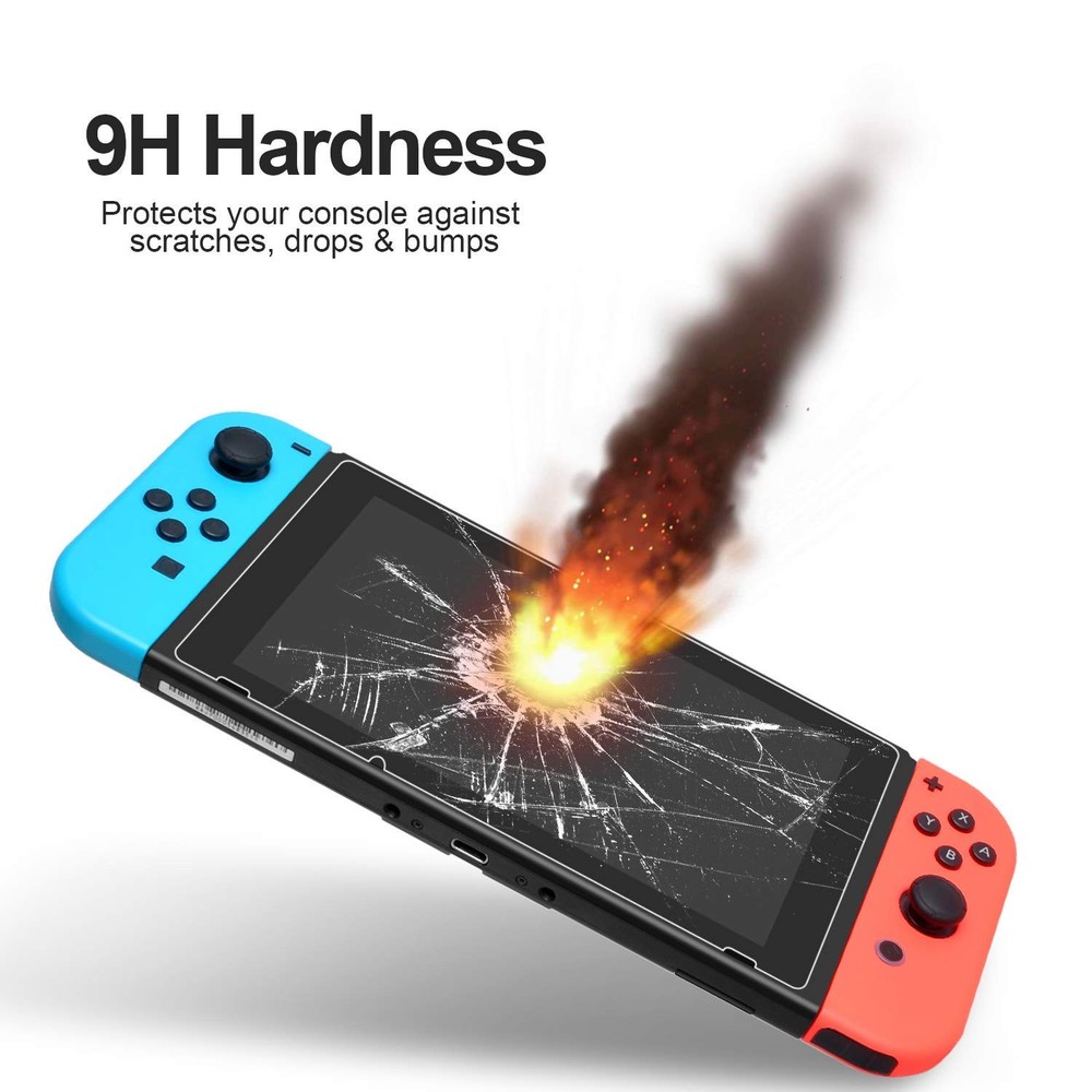 Compatible with Nintendo Switch 3pc Tempered Glass Protector 9H Anti-Scratch