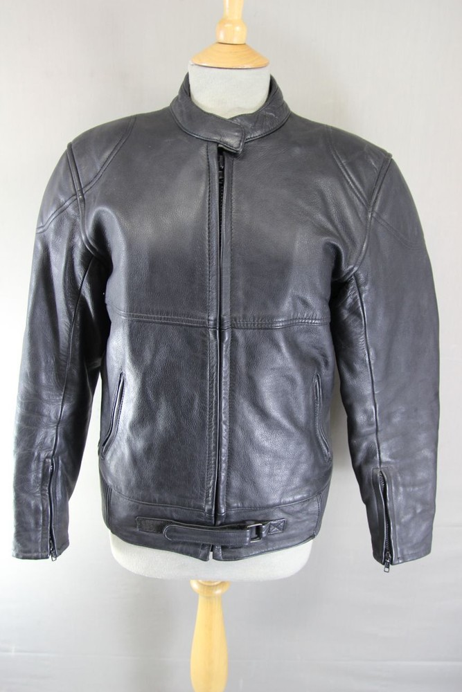 RAYVEN CLASSIC BLACK LEATHER BIKER JACKET: SIZE 10