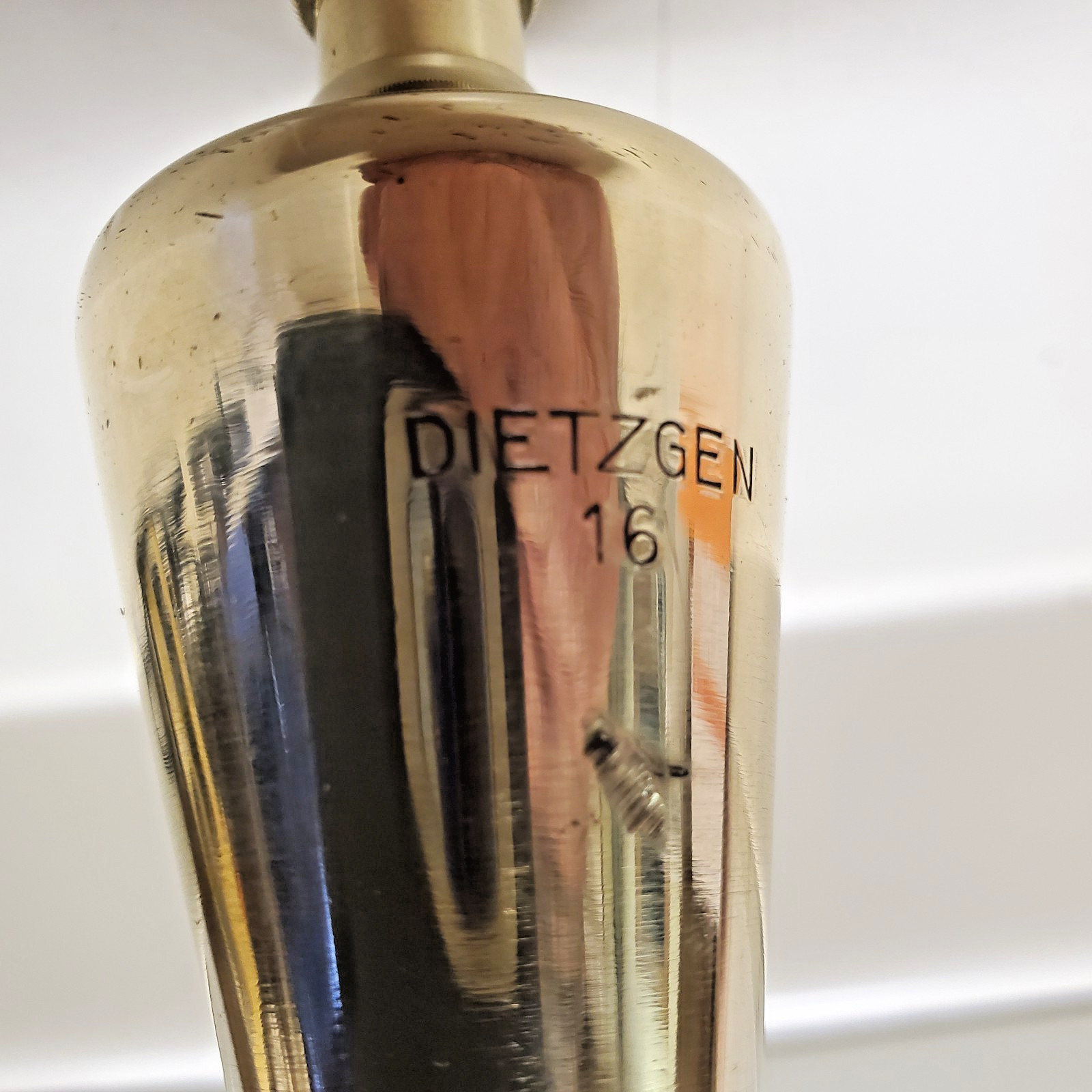 VINTAGE DIETZGEN #16 SOLID BRASS PLUMB BOB, 16 OUNCES, IN ORIGINAL BOX