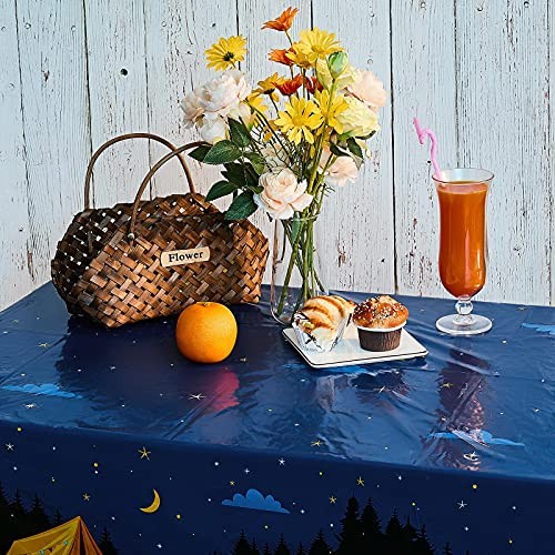 Pieces Camping Party Decorations Camping Tablecloth Plastic Rectangular 2
