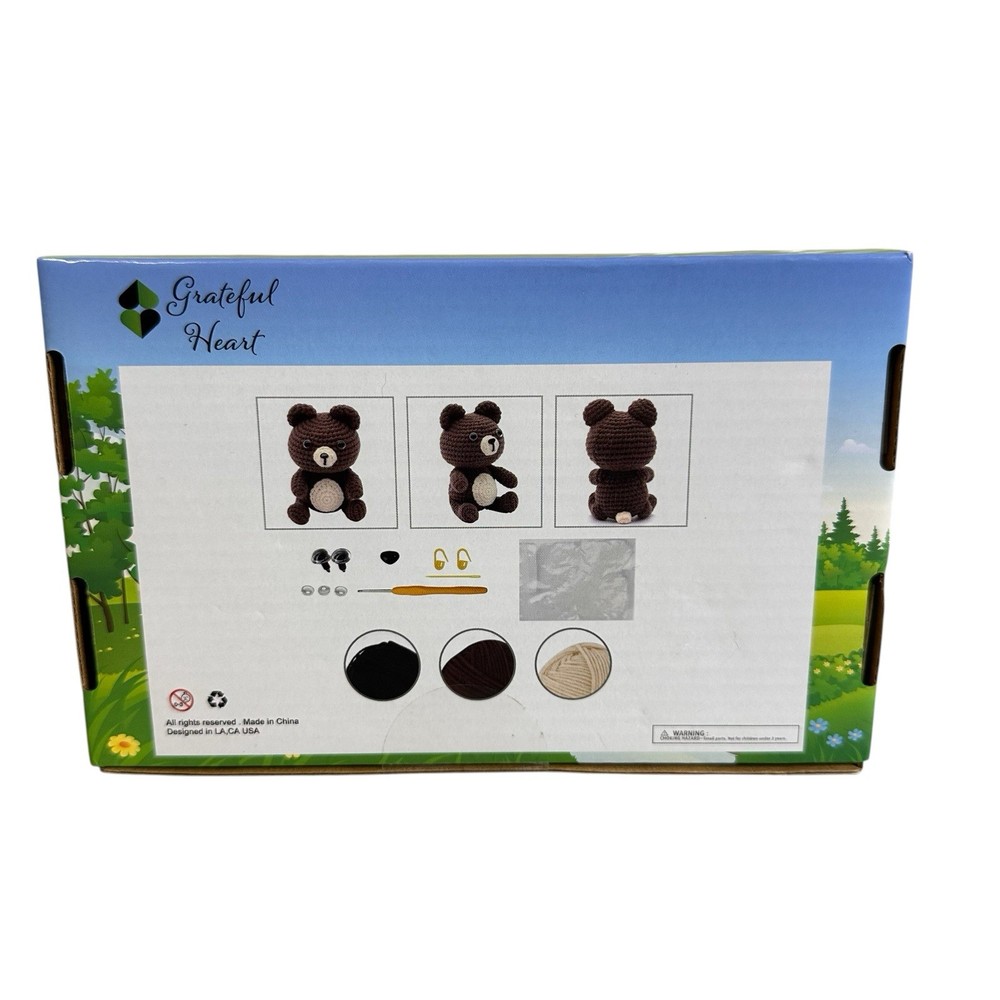 Grateful Heart Bear Beginner Crochet Kit Includes Yarn Hook Stuffing Needle New