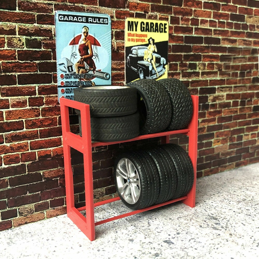 1:24 Scale Diorama Garage Tire Rack / Workshop Accessories