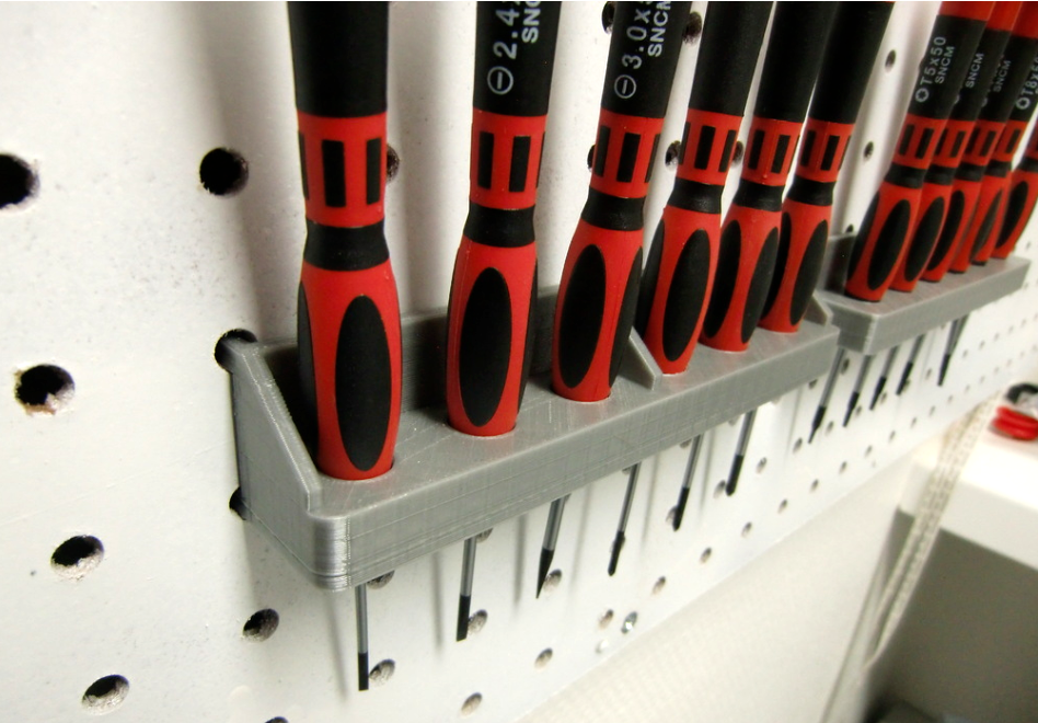 Pegboard Screwdriver Holder Tool Utility Hooks WallPeg 2 Pieces 3D Printed
