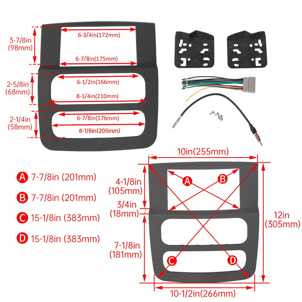 High Grade Dash Kit For Dodge Ram 2002-2005 Double DIN Stereo Install Black