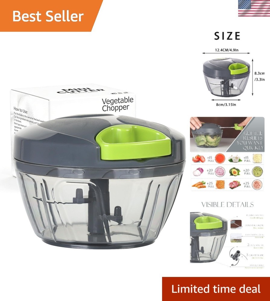 Manual Food Processor Vegetable Chopper, Portable Hand Pull String Garlic Mincer