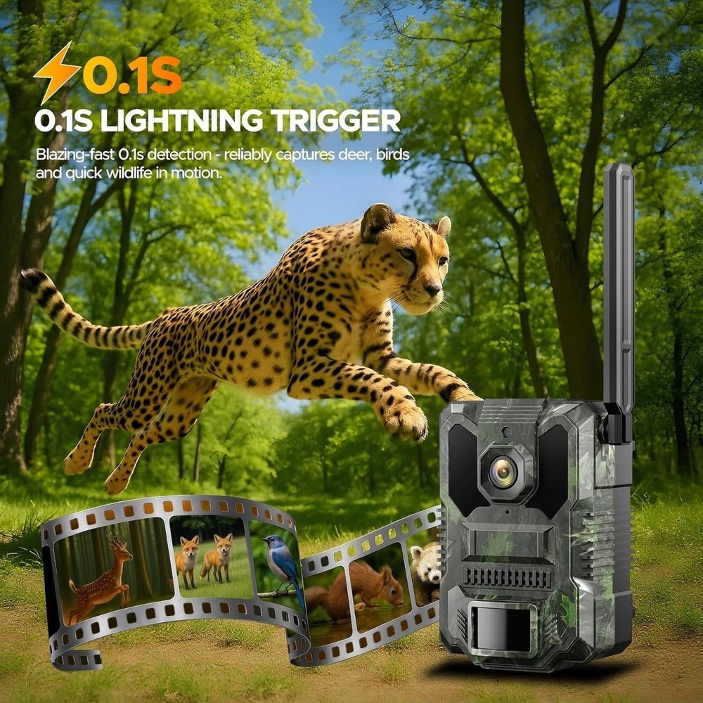 Cellular Trail Camera, 3rd Gen Solar Powered Game Cameras with Motion Activated
