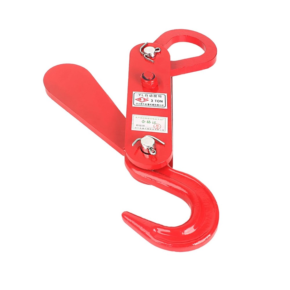 3 Ton Automatic Decoupling Lifting Hook,Thickened Alloy Steel Self-Dumping Fo...