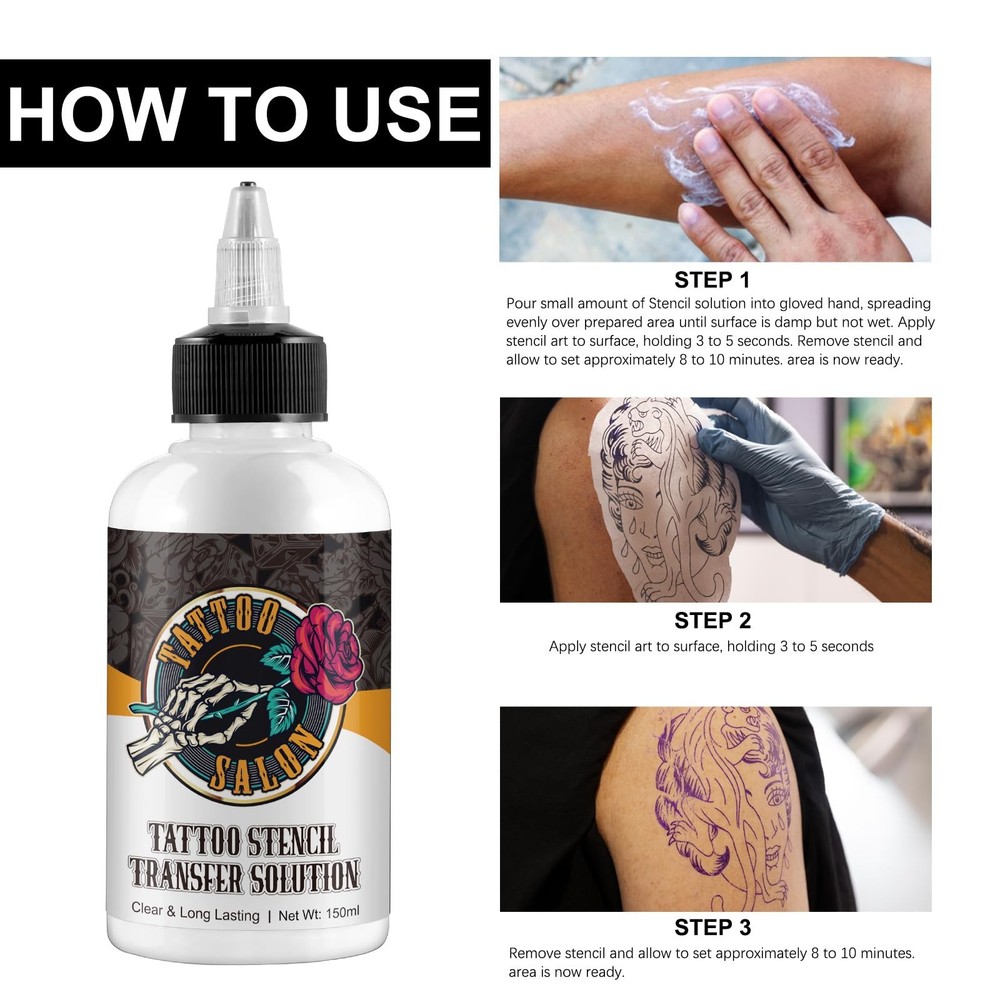 150ml Tattoo Stencil Transfer Gel Solution, Professional 1 Pack, black