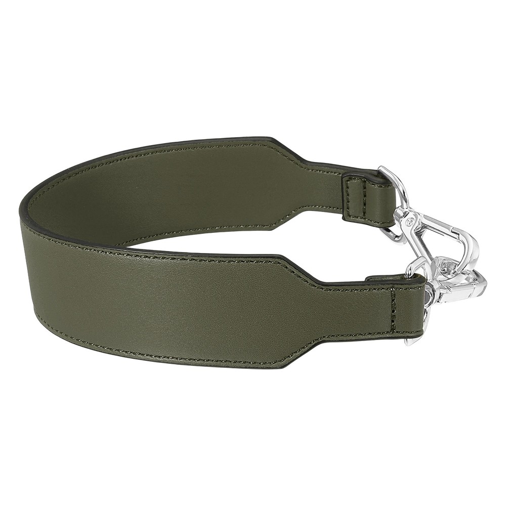 16 Inch Leather Purse Strap, Plain Pattern with Silver Buckle, Dark Green