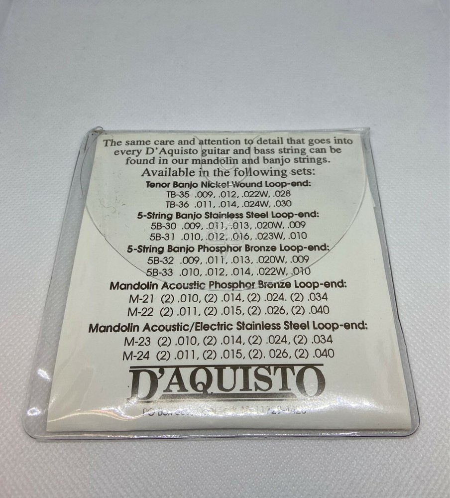 D'AQUESTO NICKEL WOUND TENOR BANJO STRINGS TB-35 LOOP END