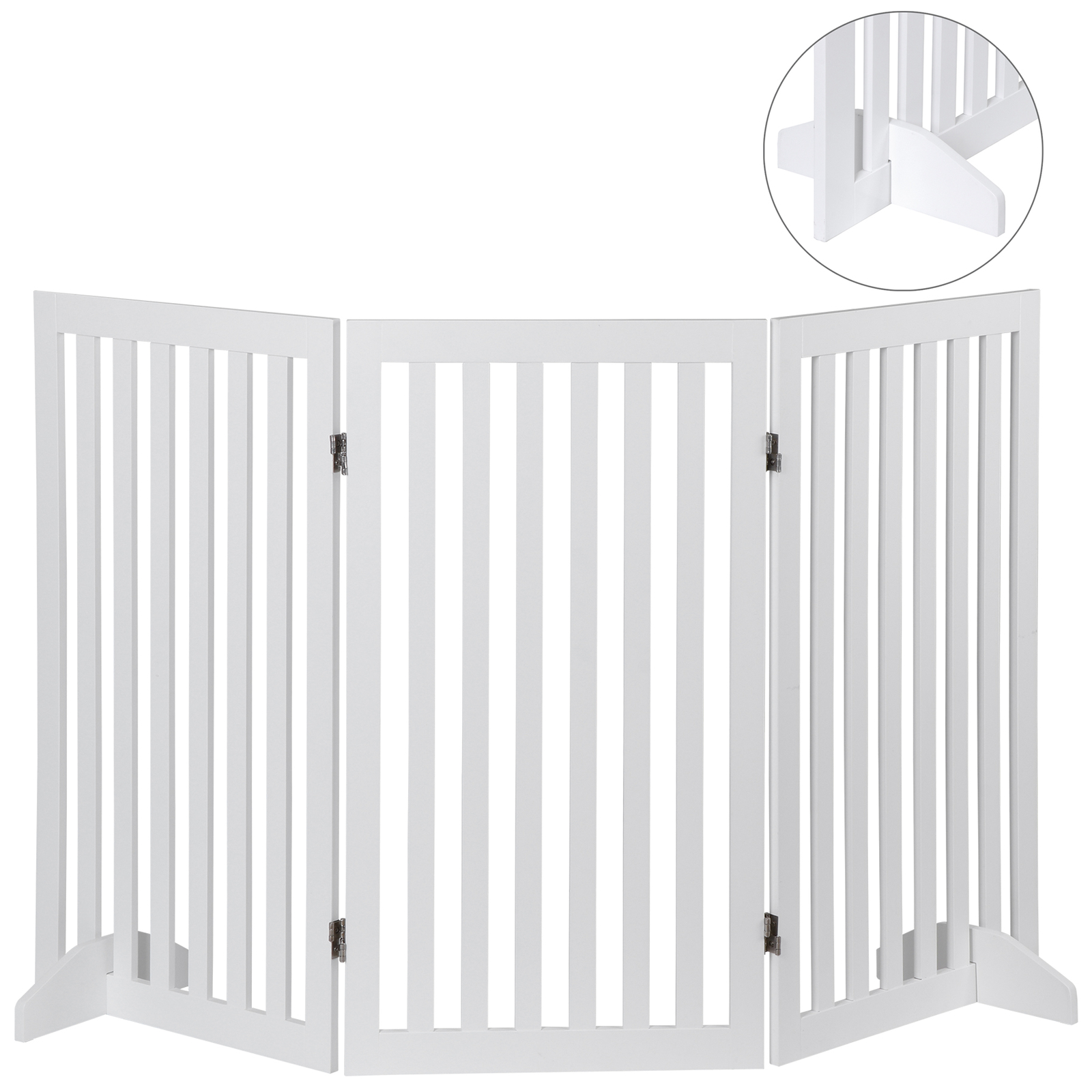 36'' H Foldable Pet Dog Gate Freestanding Dog Carrier for Doorway Indoor White