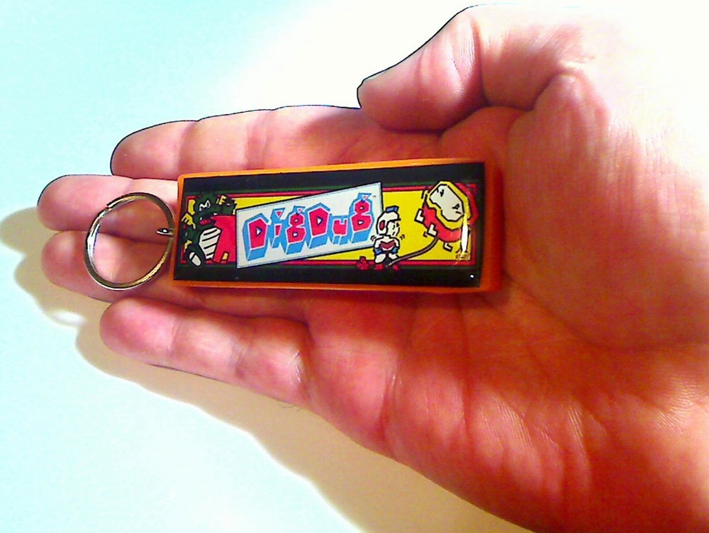 Dig Dug Arcade Marquee Coin Door accessory Keychain