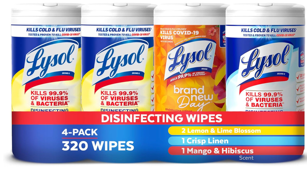 Lysol Disinfecting Wipes Bundle, Multi-surface Cleaning Wipes, 80 Count (4-Pack)