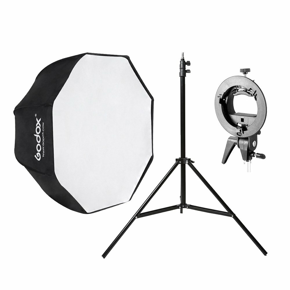US Godox 80/120cm Umbrella Softbox+S-Type Bracket Stand For Rectangle Flash Head