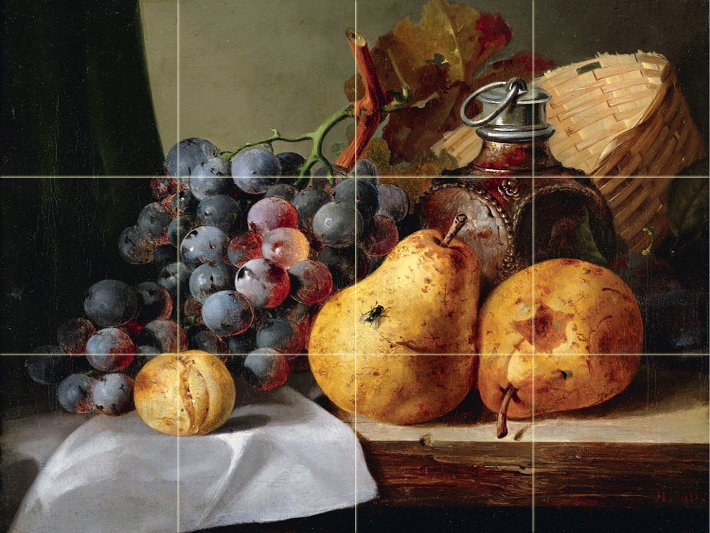 PEARS GRAPES Tile Mural Kitchen Bathroom Wall Backsplash Art 24x18