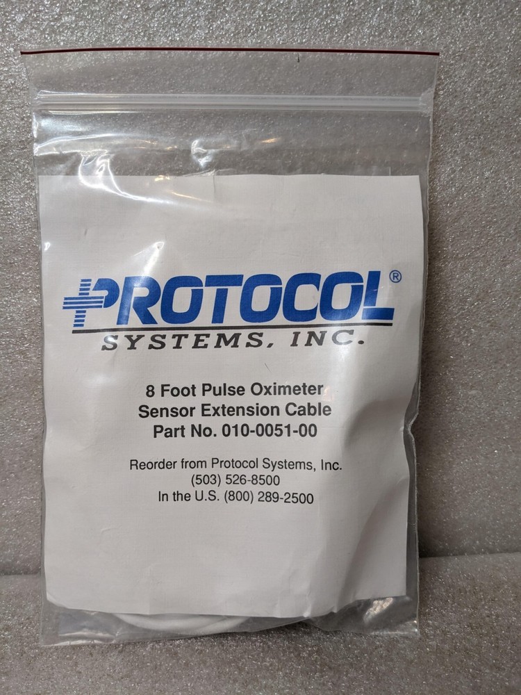 New Protocol Systems 8ft Pulse Oximeter Sensor Extension Cable (010-0051-00) (D)