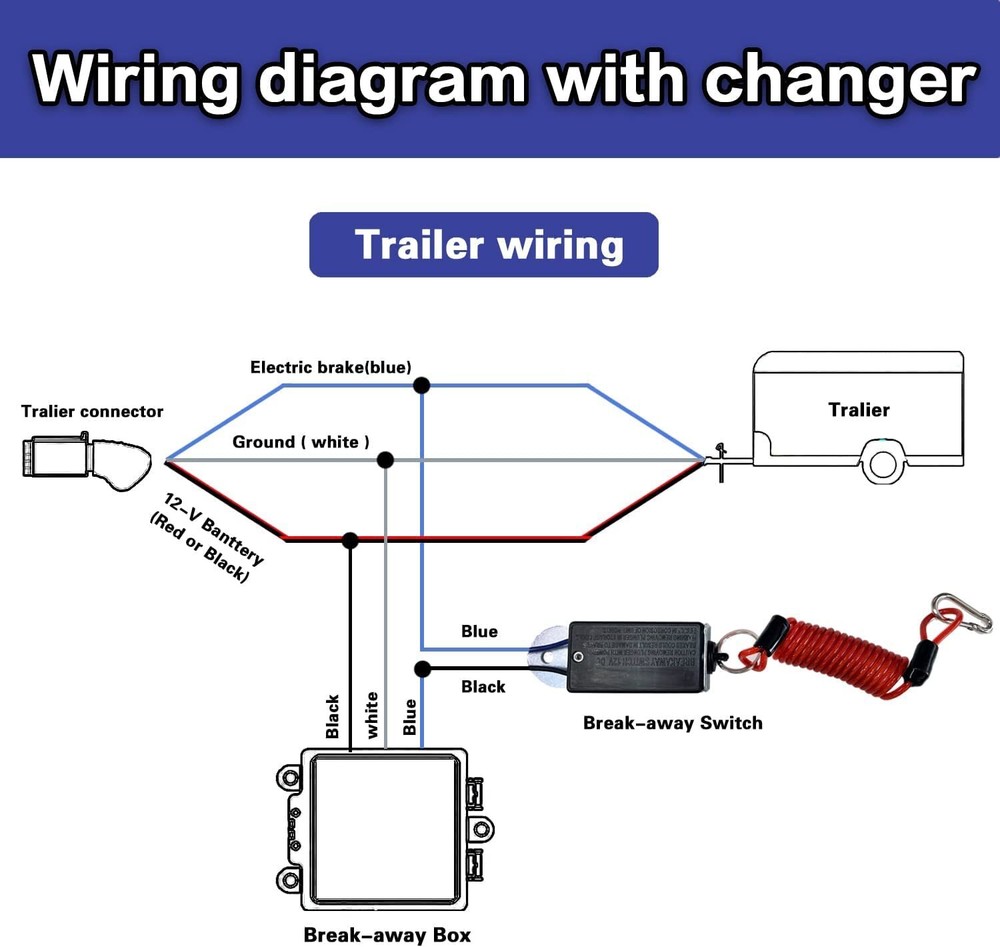Trailer Breakaway Switch 6Ft Trailer Break Control kit Electric Brake Switch