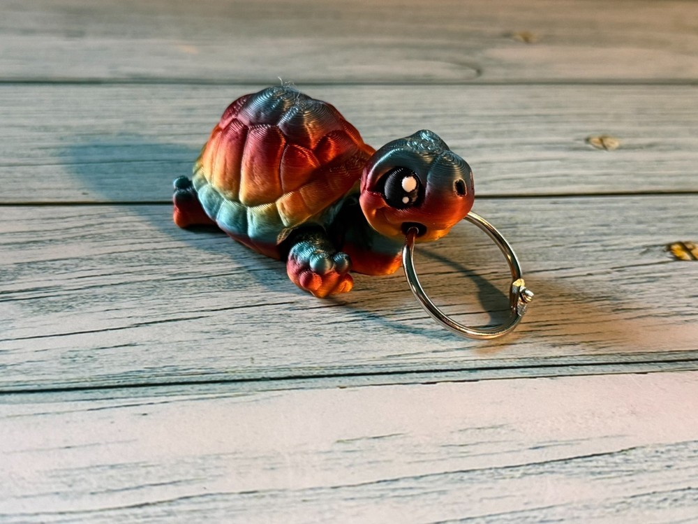 Tiny Turtle Keychain – 3D Printed – Cute Turtle Collectible – 3” x 2”