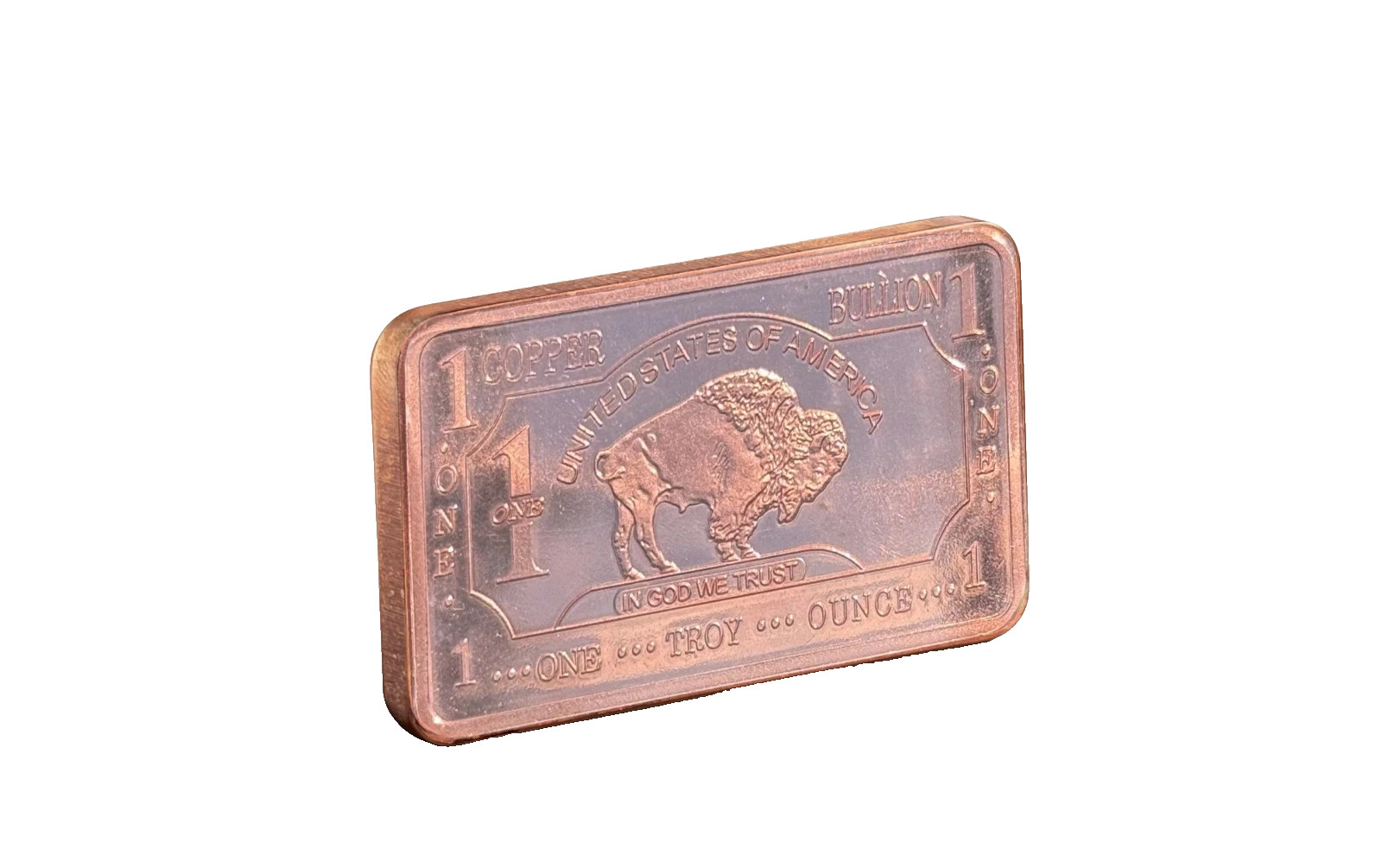 1 Troy oz .999 Copper Bullion Bar American Buffalo Pure Fine Solid Metal Ingot
