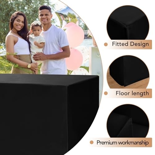 Fitted Table Covers - 96 x 30 Inch - 2 Pack 8FT|2 Pack Versatile Black