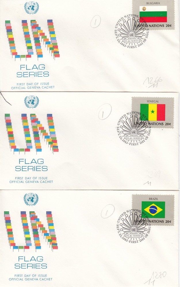 UNITED NATIONS 3 FDC FIRST DAY (L11)