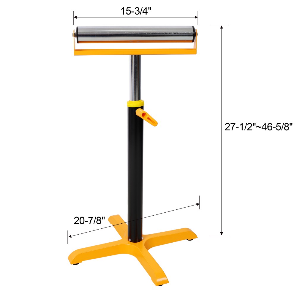 Heavy-Duty Adjustable Single Roller Stand,Material Support Stand, Yellow & Black