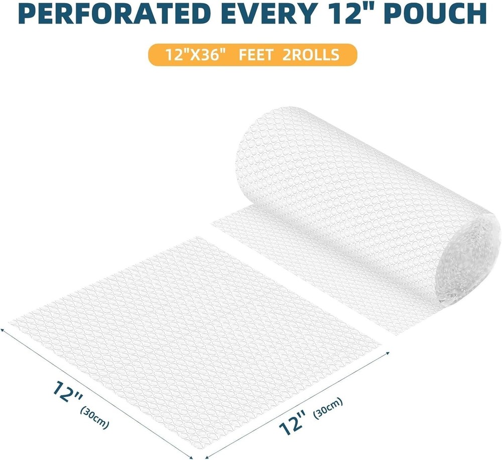 3/16 Small Bubble Cushioning Wrap Padding Roll Perforated Every 12" Multi Length