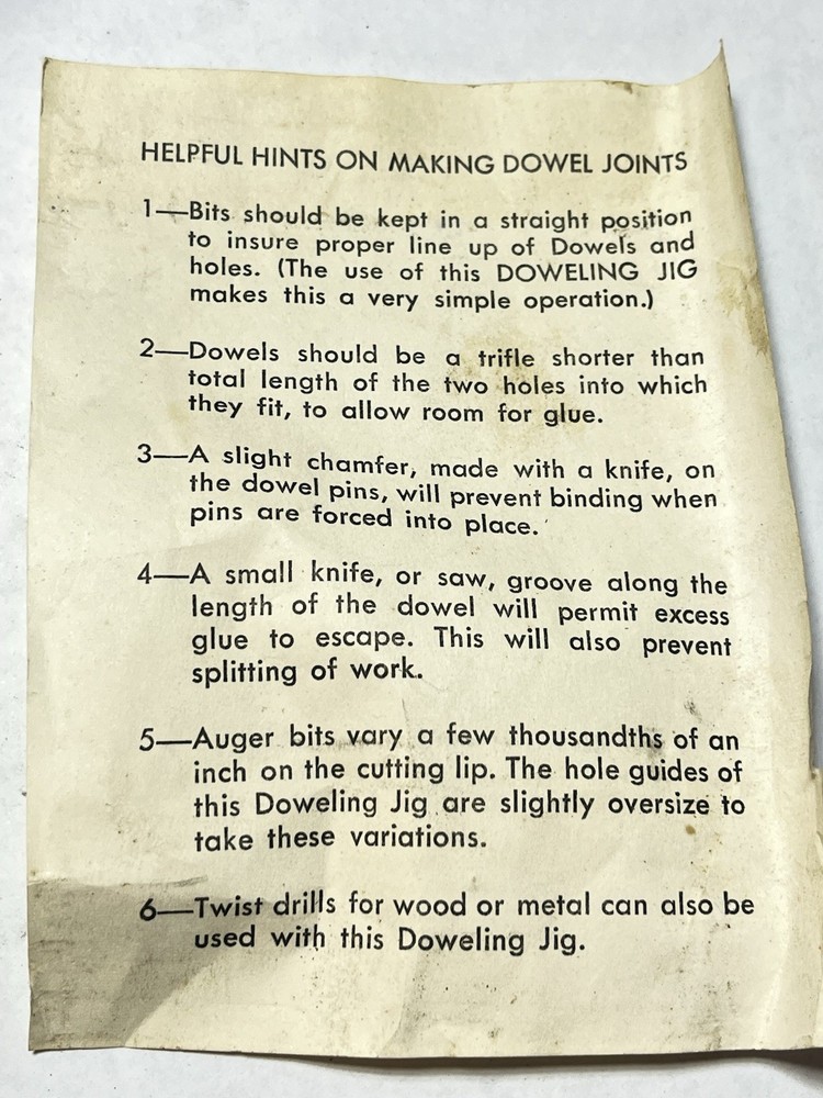 Craftsman Doweling Jig 9.4186 Used