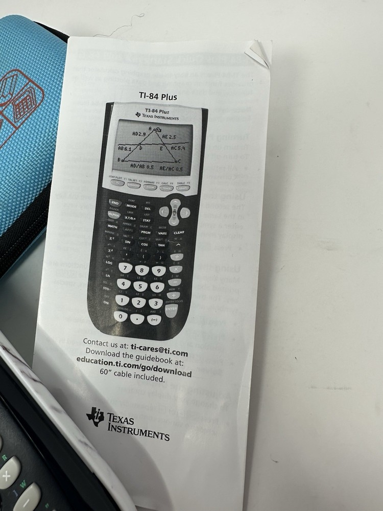 Ti84 Plus Calculator White Marble with Case & Manual