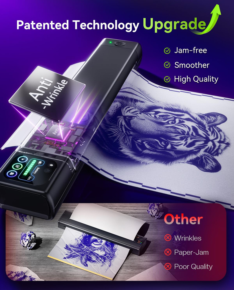 M08F plus Tattoo Stencil Printer with Touchscreen, Bluetooth Tattoo Printer Mach