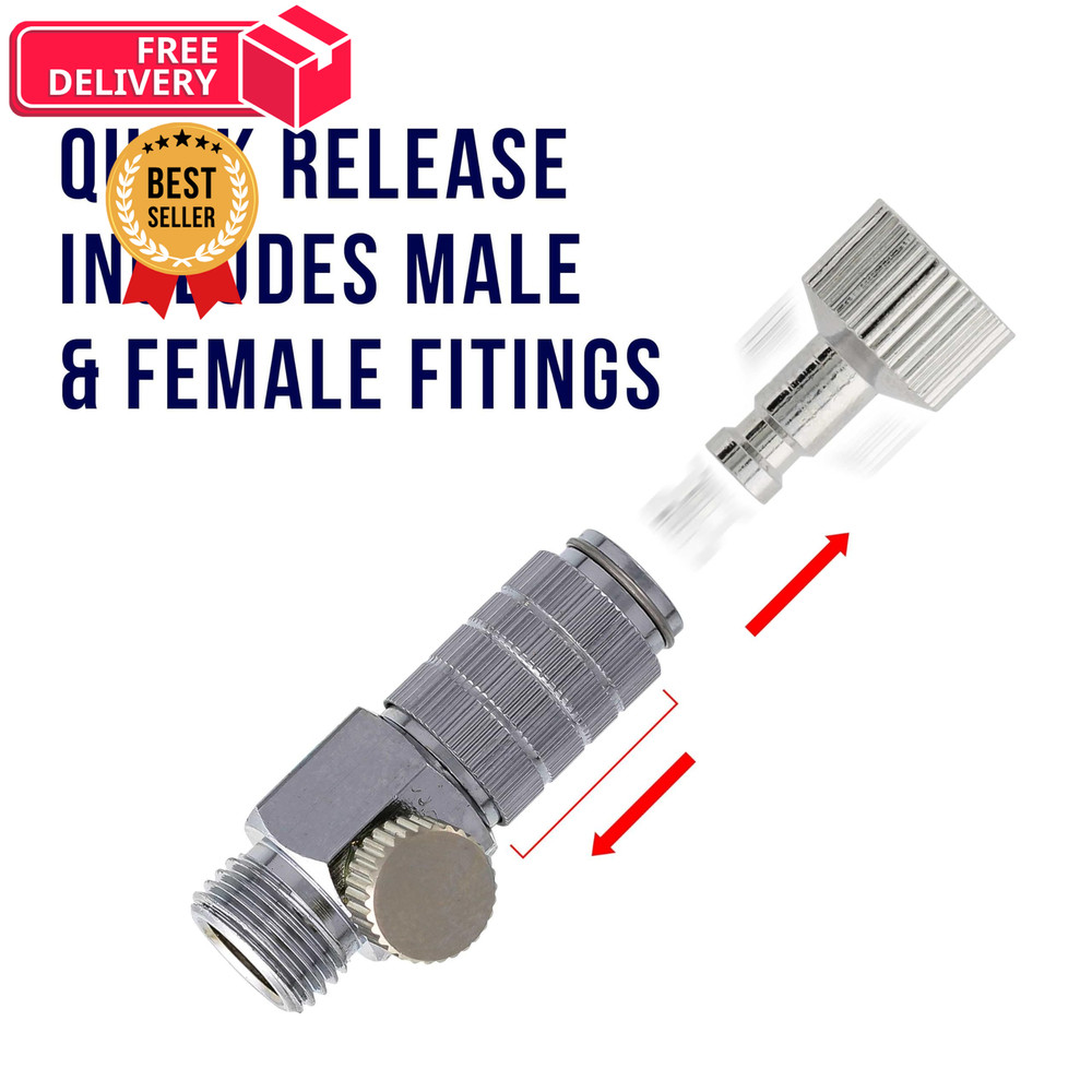 Master Airbrush Quick Release Disconnect Coupling with Plug 1/8 Inch, Silver