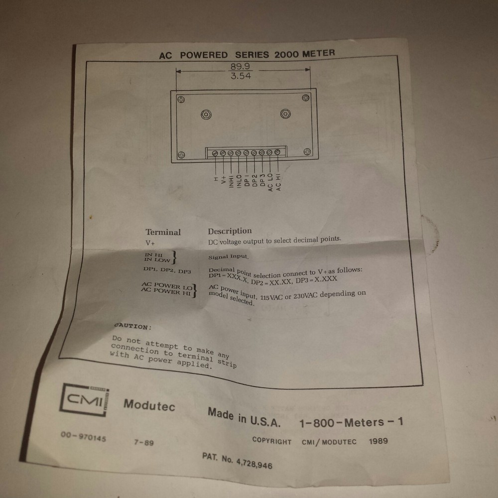 Modutec 2053-3439-04 AC Current LCD Digital Panel Meter