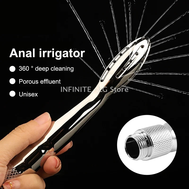 Men Shower Enema System Vaginal Anal Cleaner Tube Wash Metal Colon Douche Nozzle