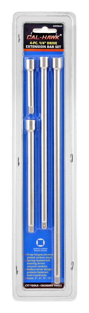 Cal-Hawk 4pc 1/4" Drive Extension Bar Set