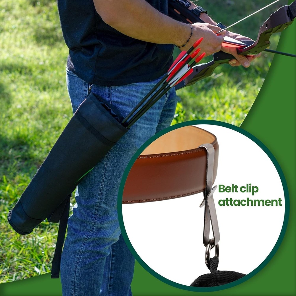 Compact Back Arrow Quiver with Breathable Bottom - Adjustable & Versatile Design