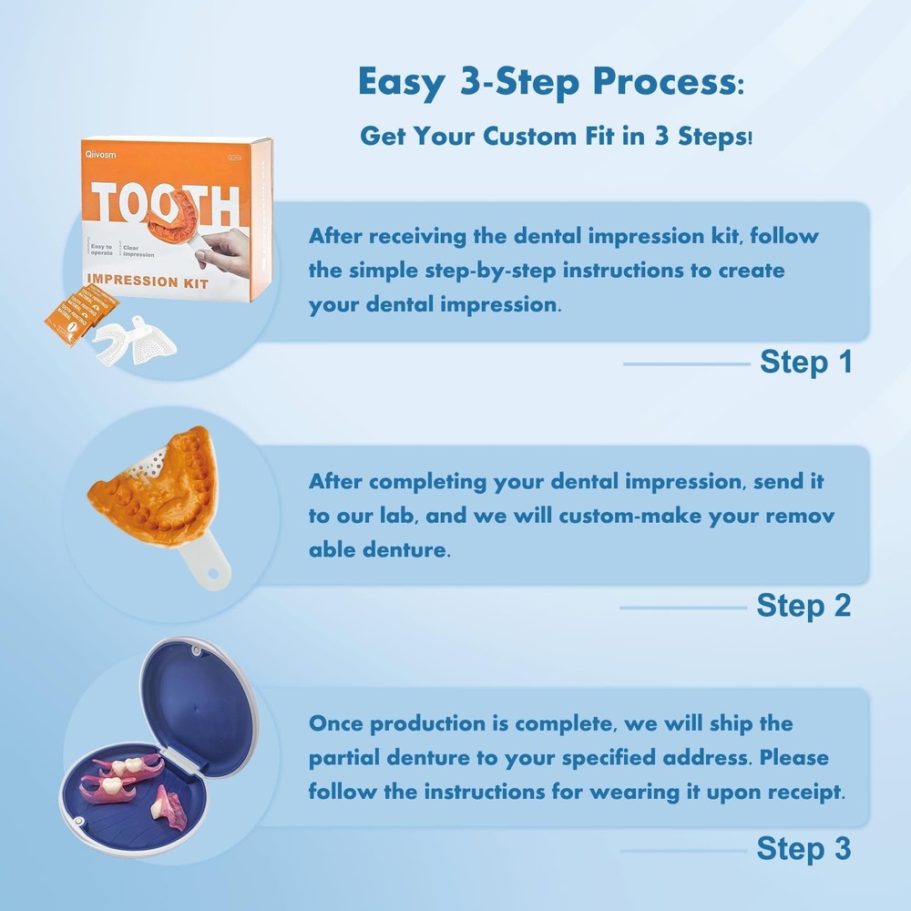 Custom Removable Dentures – Personalized Partial Denture Set for Tooth Rep