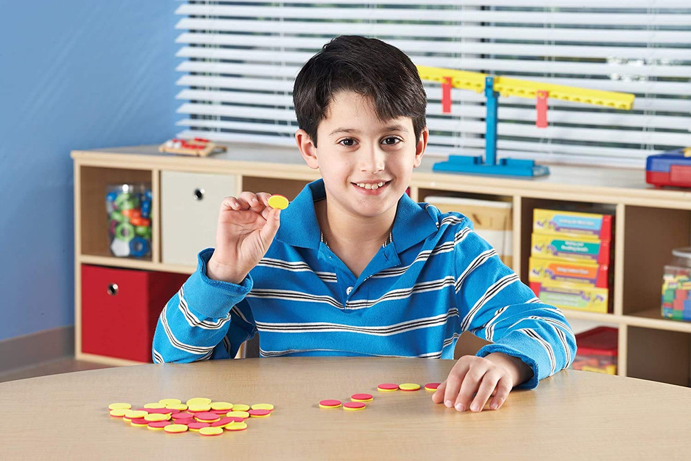 Plastic Math Counters for Kids, Red and Yellow Counters, Math Manipulatives for