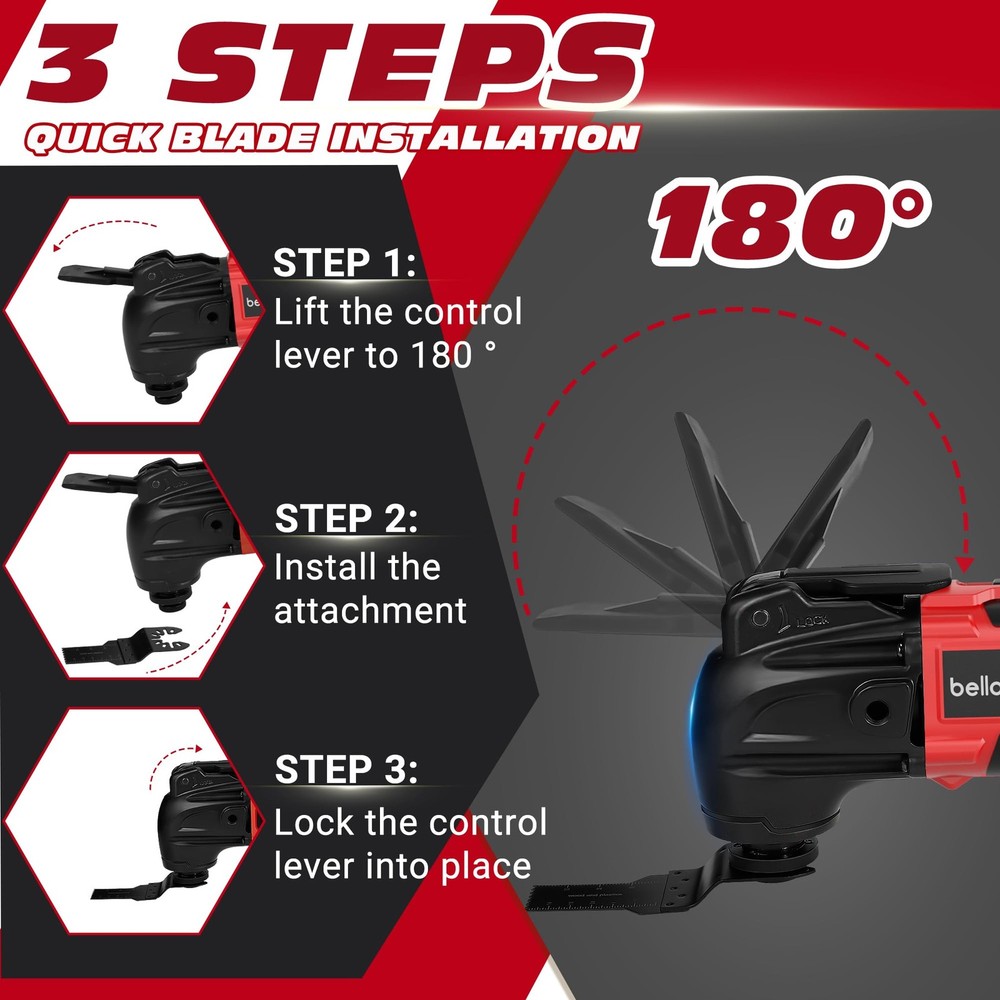 Cordless Oscillating Multi Tool Compatible with Milwaukee 18V Red